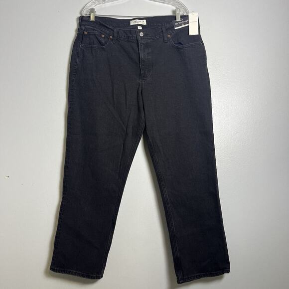 Abercrombie & Fitch Denim - NWT A & F 90s Straight Leg Mid Rise Curve Love Jeans Denim Black Sz 33 Short